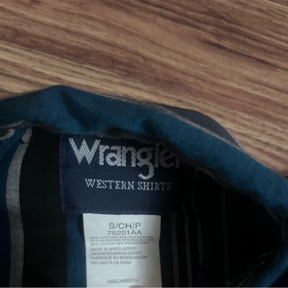 Wrangler blue/greenand Black Striped Western Shirt - Picture 3 of 7